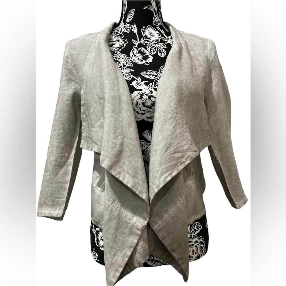 MUZA Artistic Knitting linen jacket gray size small EUC
